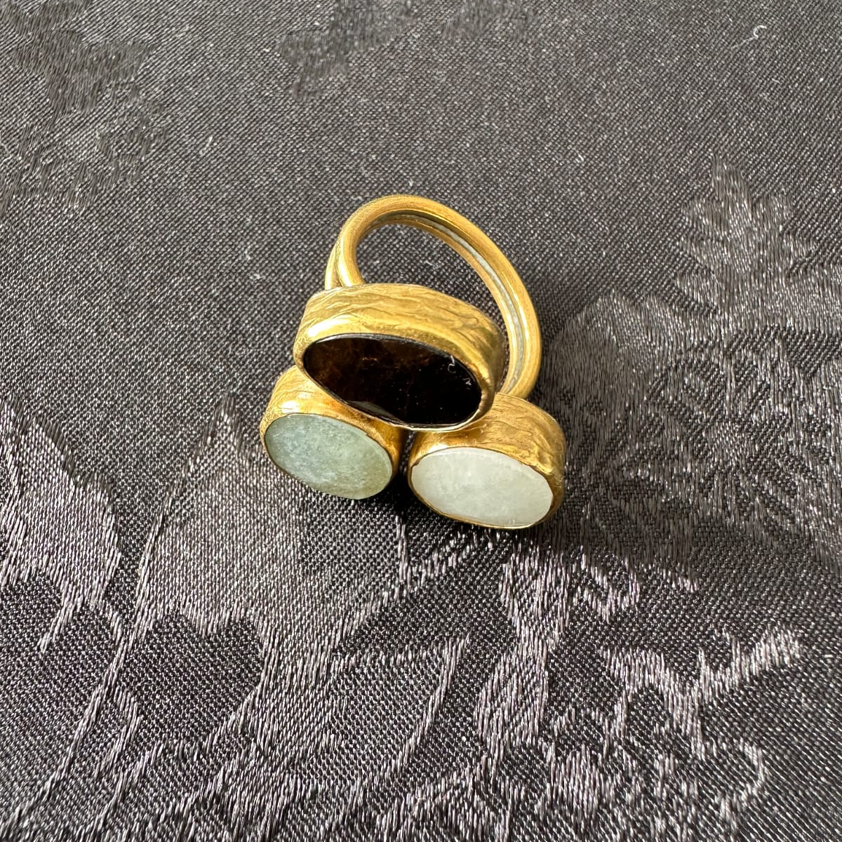 Sterling silver gold plated with moonstone and black spinel