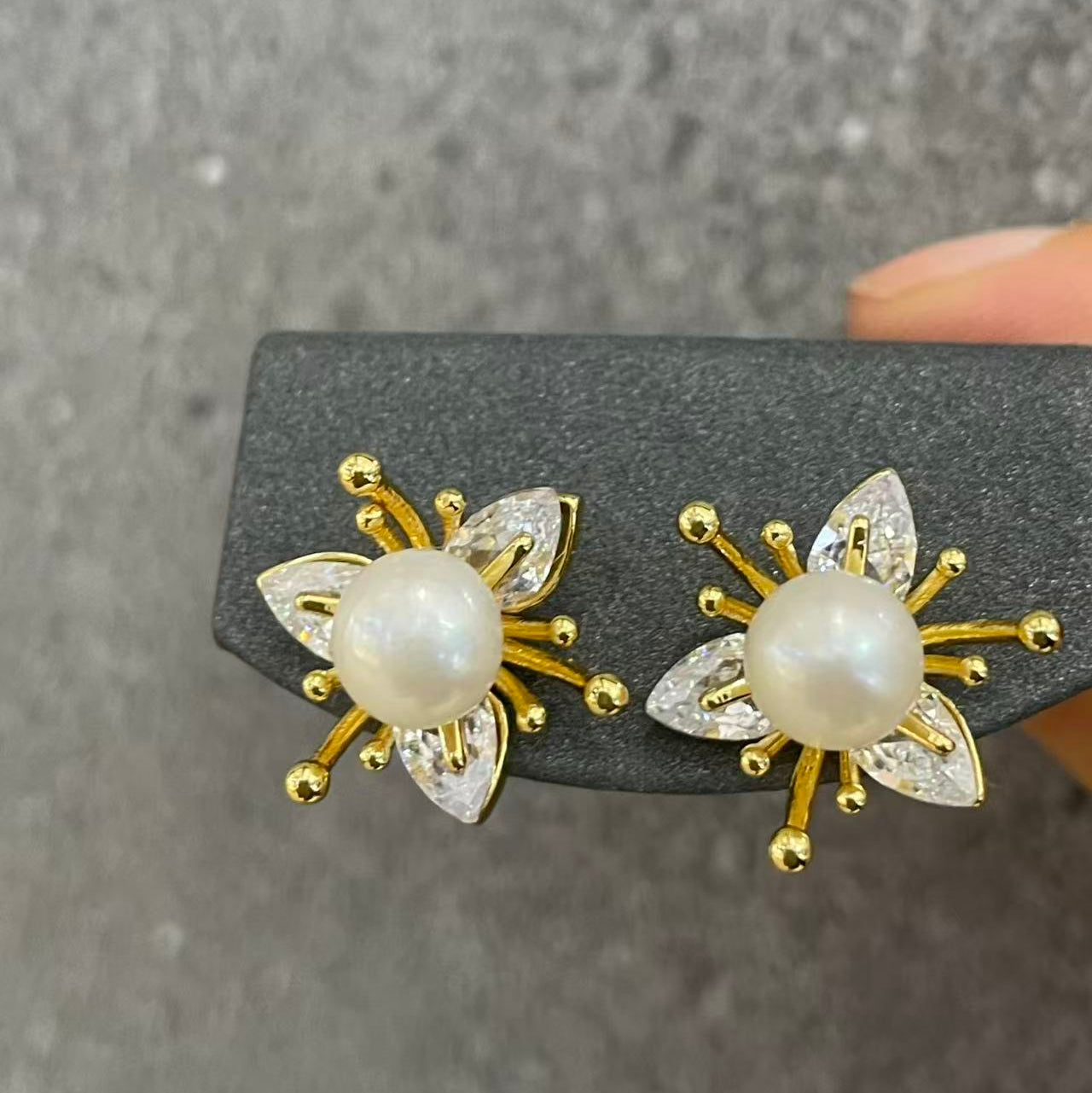 Celestial Starburst Pearl Studs